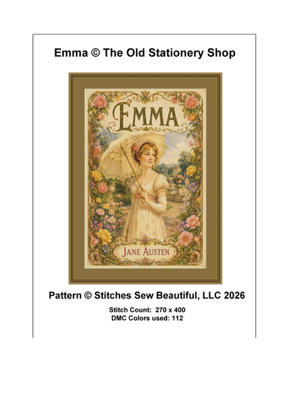 "Emma" cross stitch pattern by The Old Stationery Shop