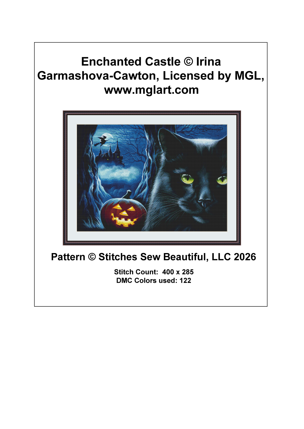 "Enchanted Castle" cross stitch pattern by Irina Garmashove-Cawton, Licensed by MGL, www.mglart.com