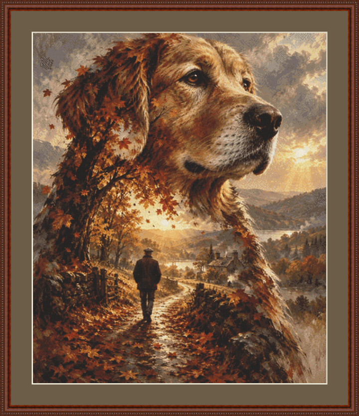 "Eternally Man's Best Friend" cross stitch pattern by Queen Bee Designs