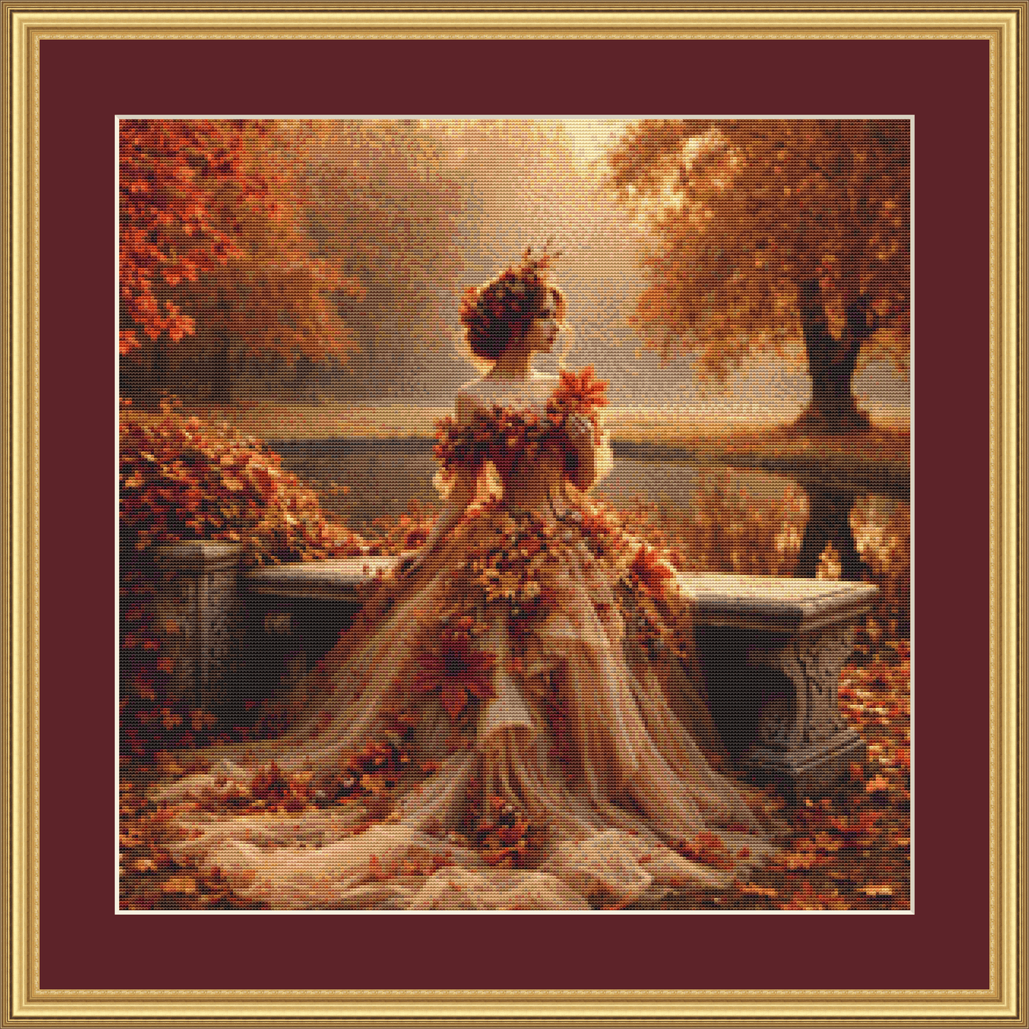 Fall Princess by Reflecting Pool (Small) cross stitch pattern by Mystic Vision Gallery