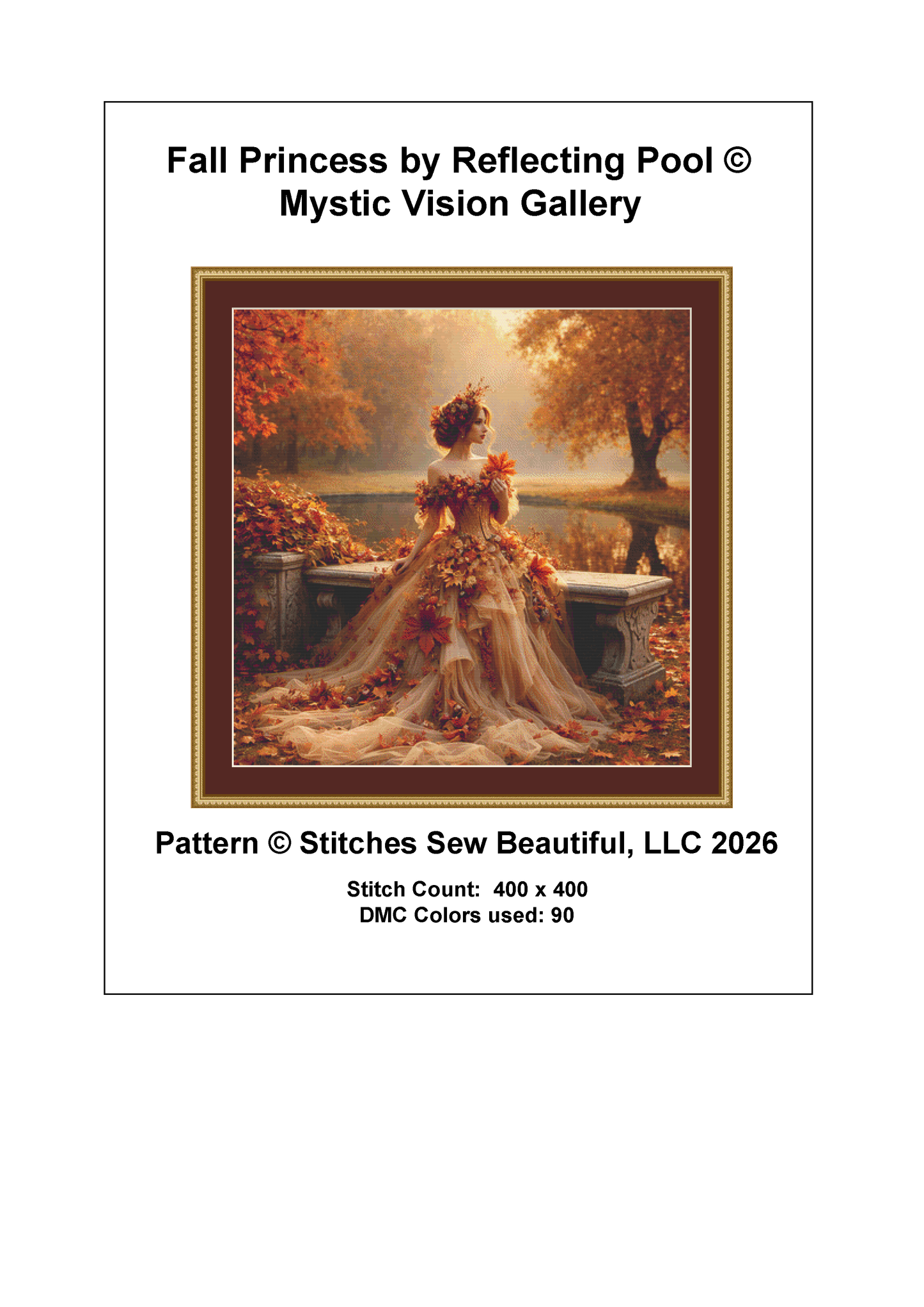 Fall Princess by Reflecting Pool cross stitch pattern by Mystic Vision Gallery