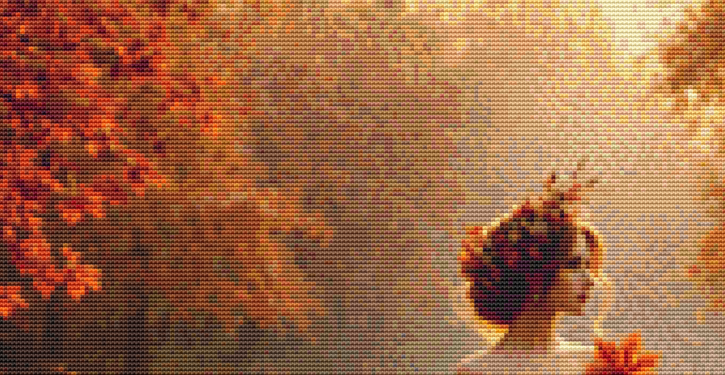 Fall Princess by Reflecting Pool (Small) cross stitch pattern by Mystic Vision Gallery