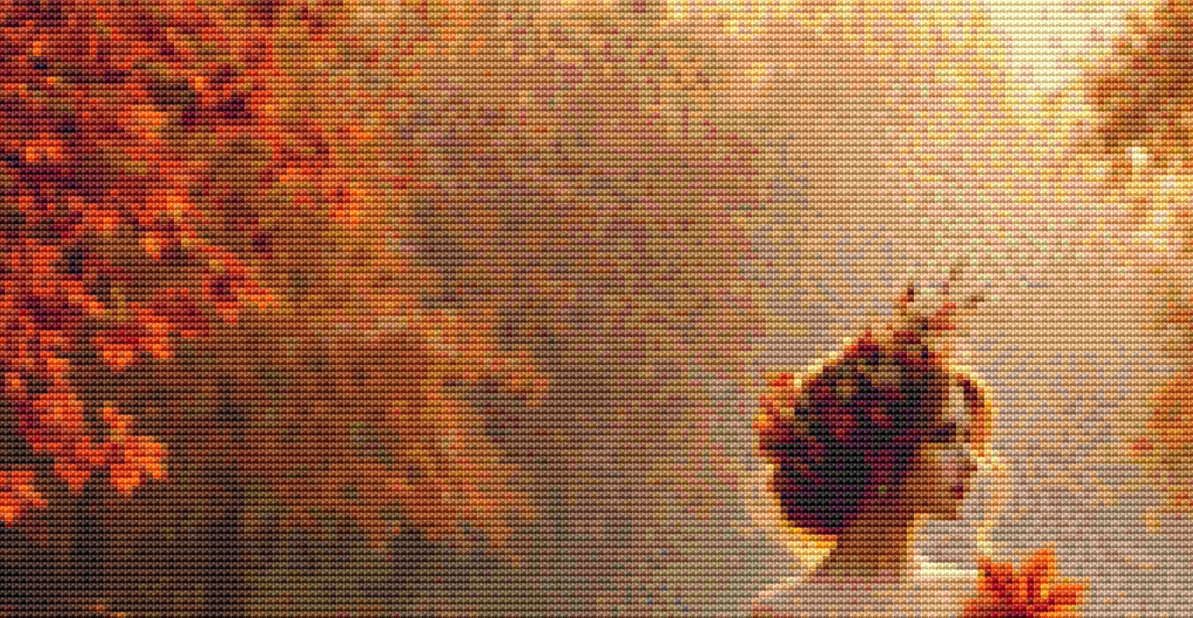 Fall Princess by Reflecting Pool (Small) cross stitch pattern by Mystic Vision Gallery