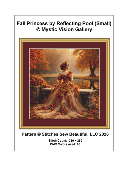 Fall Princess by Reflecting Pool (Small) cross stitch pattern by Mystic Vision Gallery