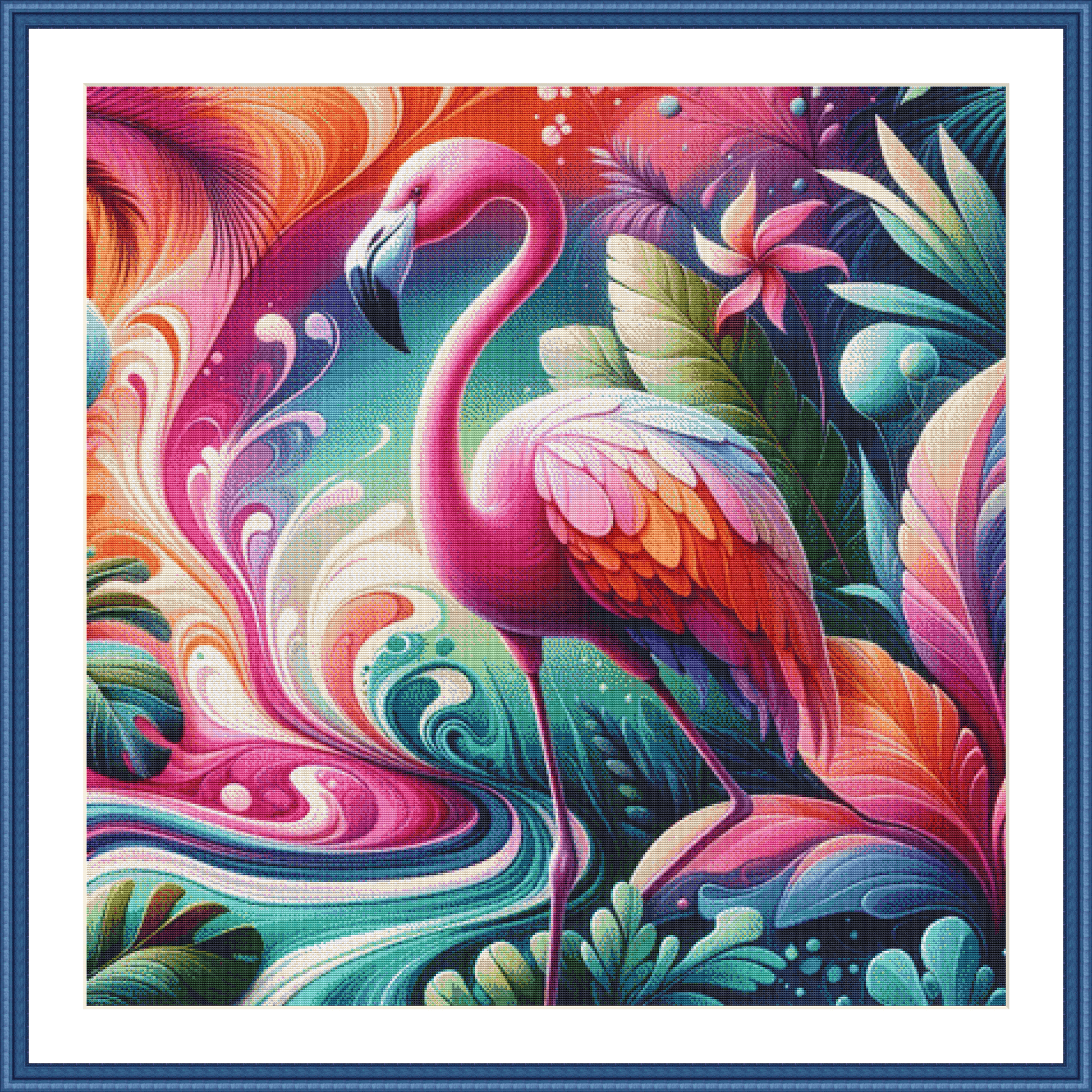 Flamingo cross stitch pattern by AI Created Playground/Photoglory127