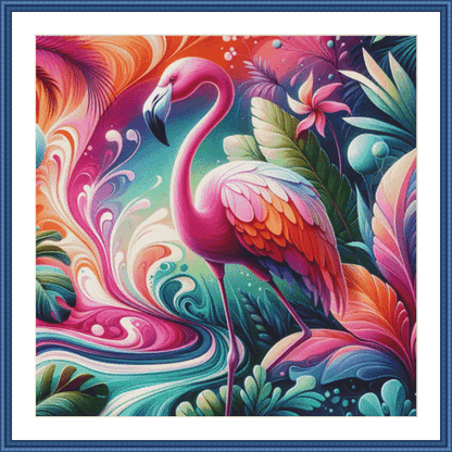 Flamingo cross stitch pattern by AI Created Playground/Photoglory127