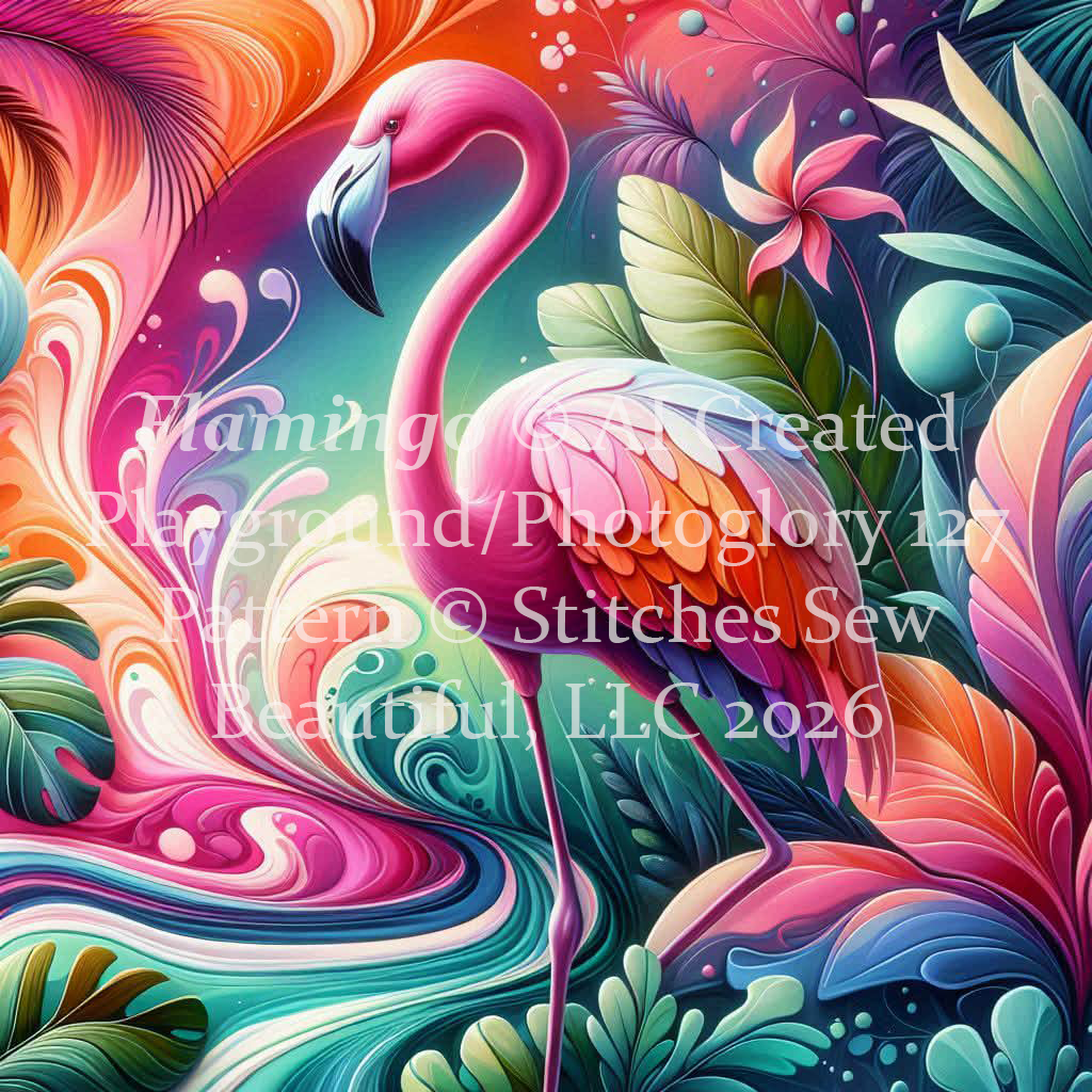 Flamingo cross stitch pattern by AI Created Playground/Photoglory127