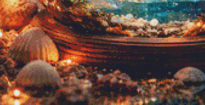 Flamingo at Sunrise in a Jar counted cross stitch pattern by Ian's AI Art