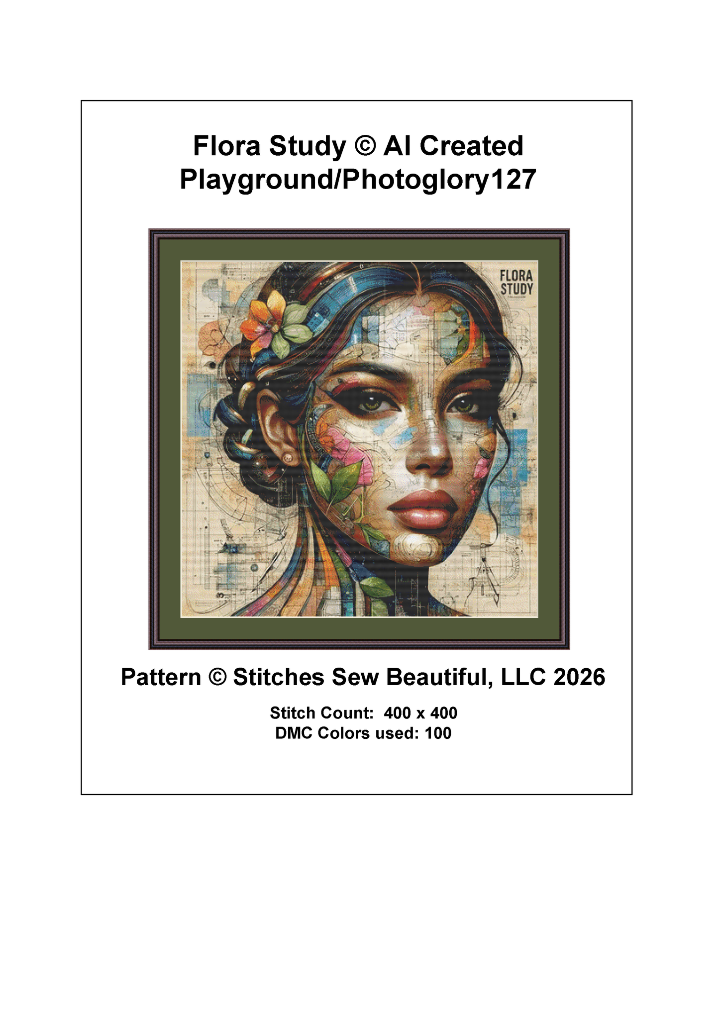 Flora Study cross stitch pattern by AI Created Playground/Photoglory127