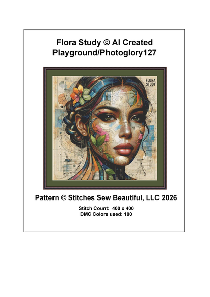 Flora Study cross stitch pattern by AI Created Playground/Photoglory127