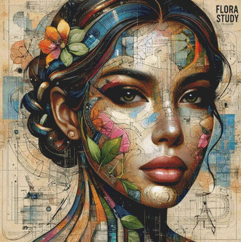 Flora Study cross stitch pattern by AI Created Playground/Photoglory127