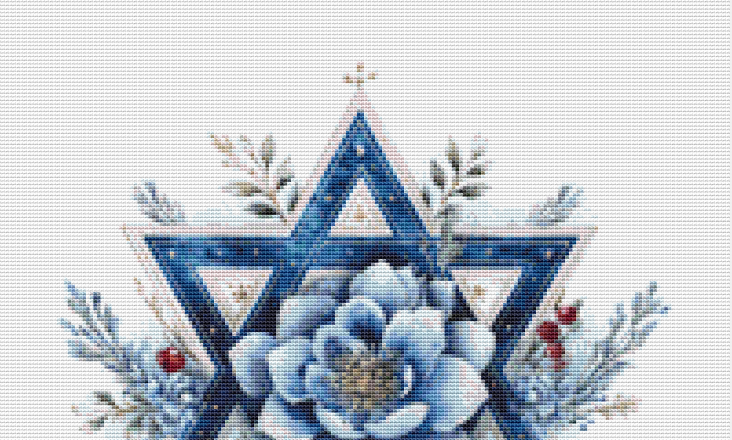 Floral Star of David counted cross stitch pattern by Art Outrageous