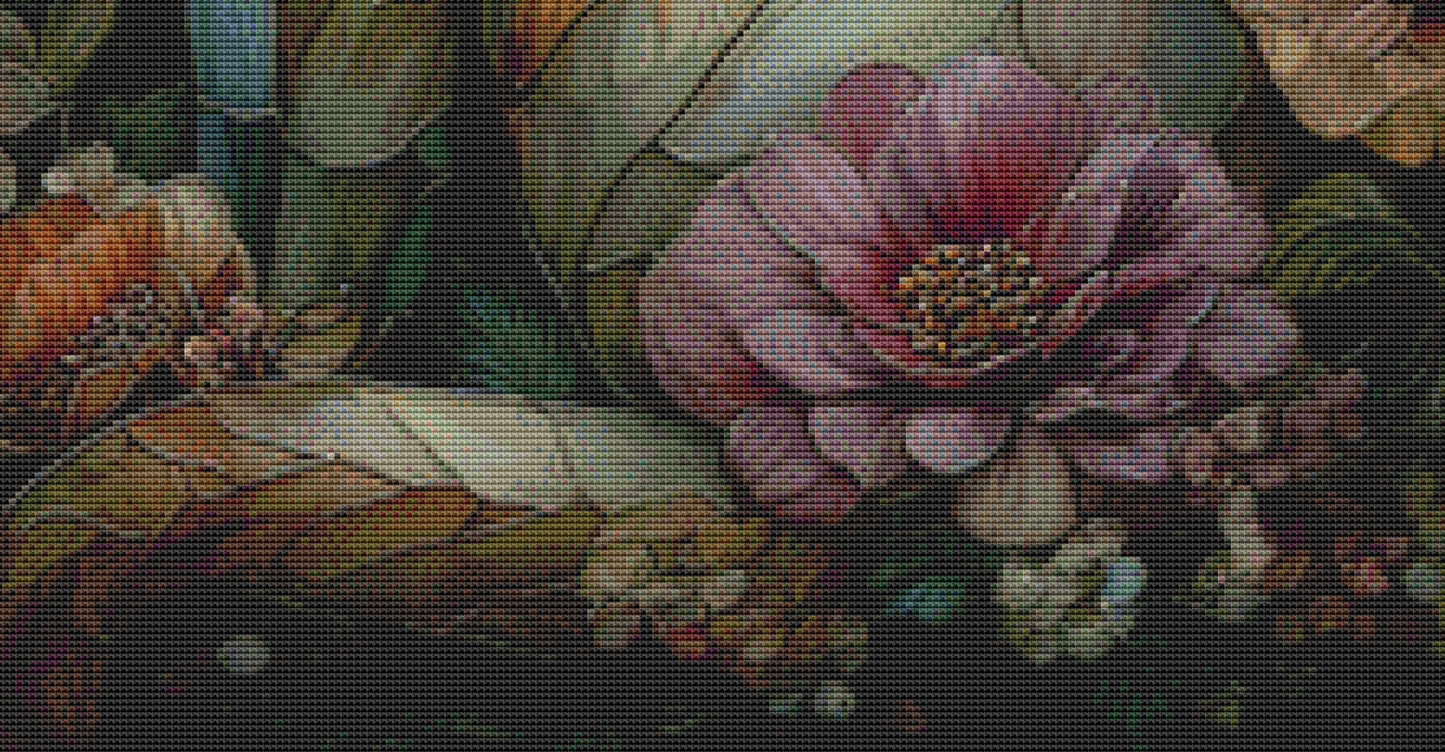 Flower Cat cross stitch pattern by Sassy E. Boutique