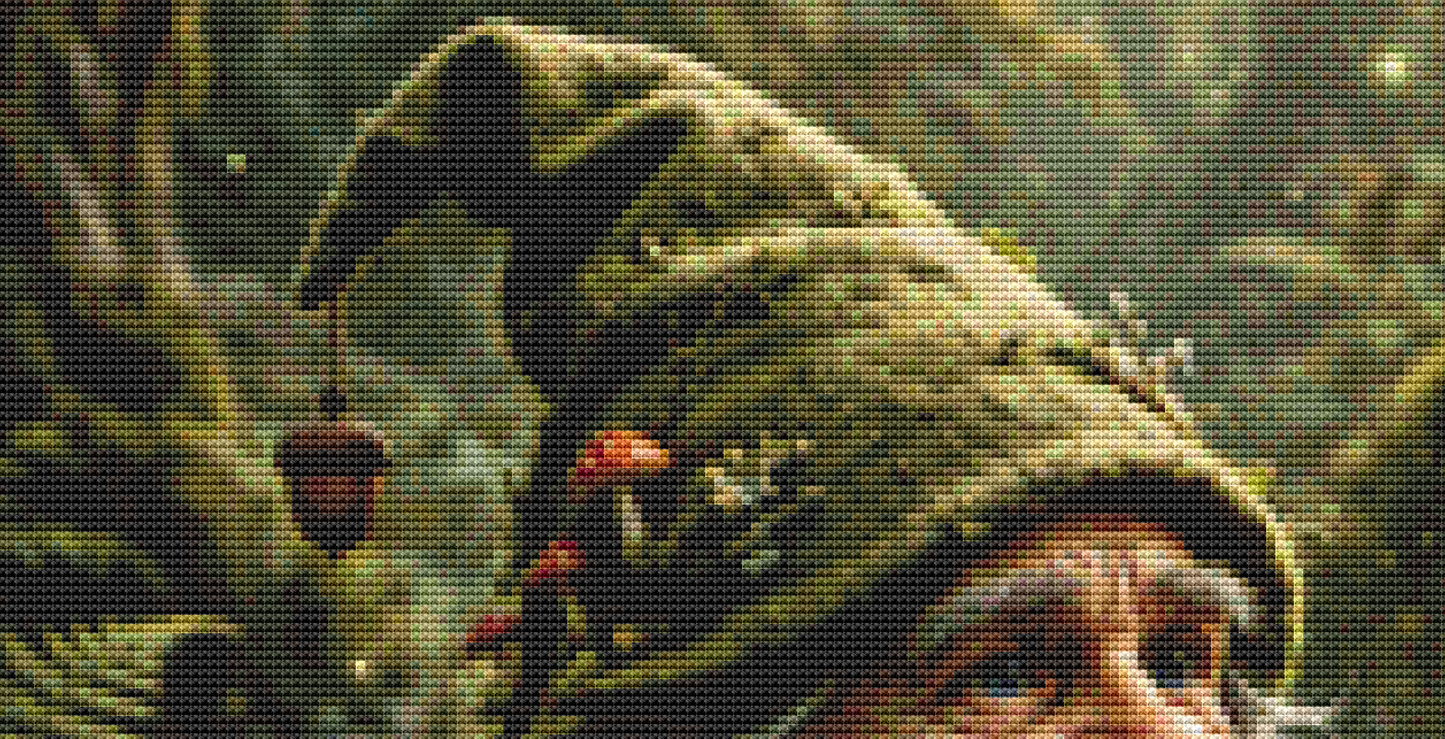 "Forest Gnome" cross stitch pattern by Queen Bee Designs