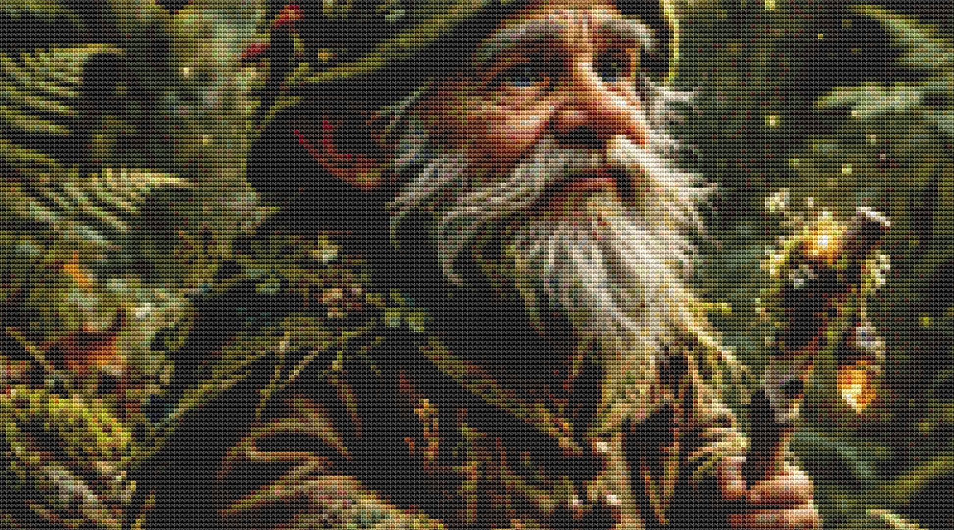"Forest Gnome" cross stitch pattern by Queen Bee Designs