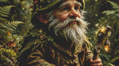 "Forest Gnome" cross stitch pattern by Queen Bee Designs