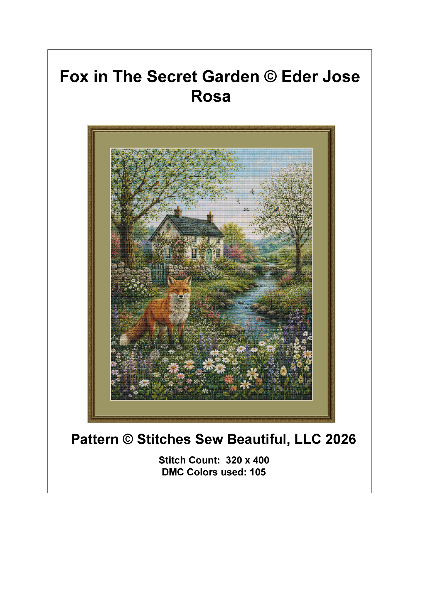 Fox in The Secret Garden cross stitch pattern by Eder Jose Rosa
