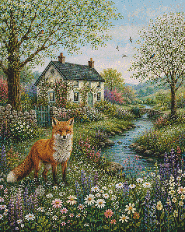 Fox in The Secret Garden cross stitch pattern by Eder Jose Rosa