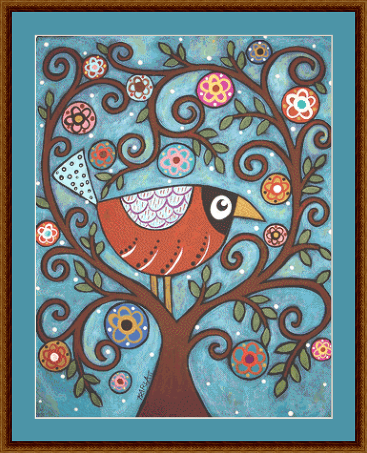 Funky Bird counted cross stitch pattern by Karla Gerard