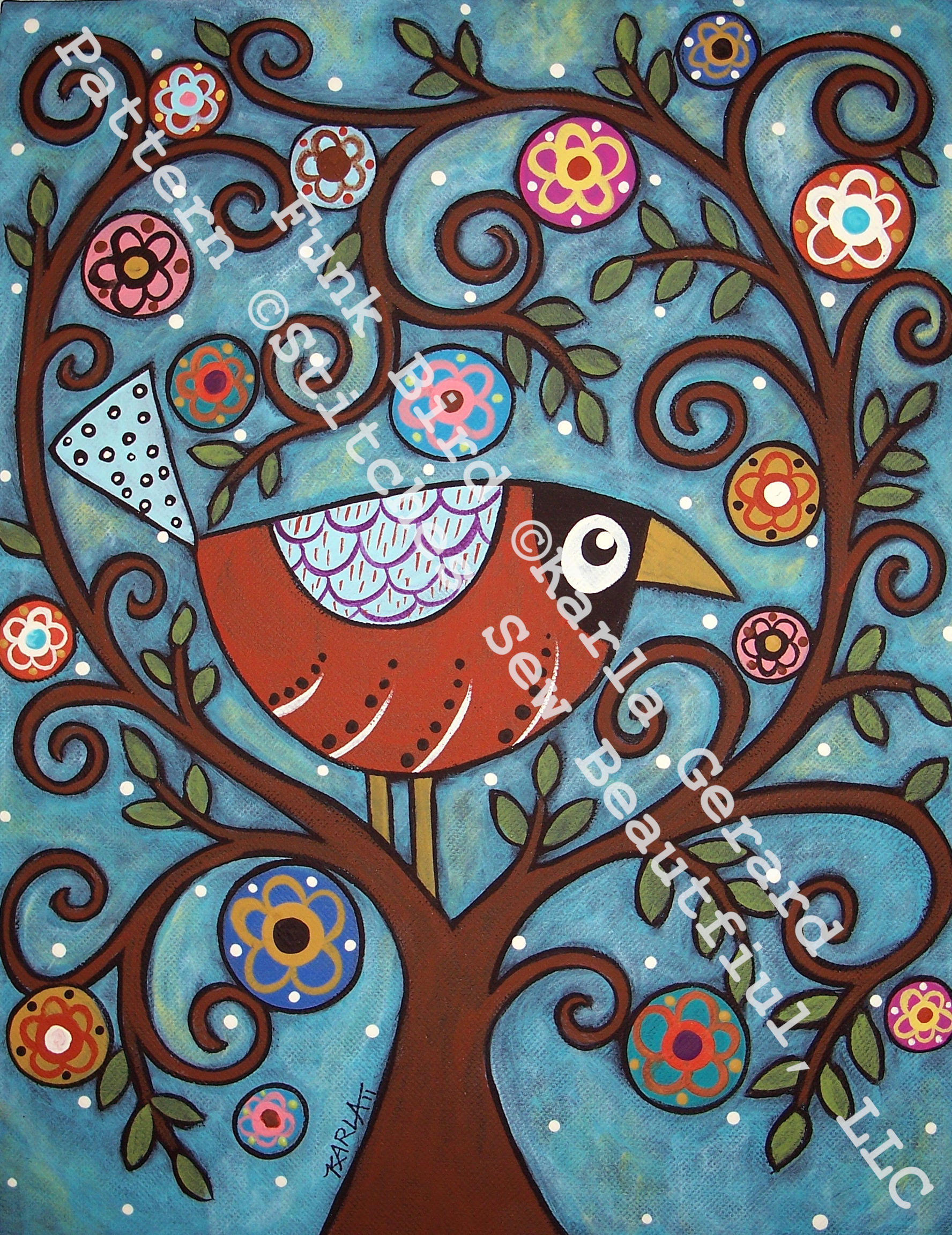 Funky Bird counted cross stitch pattern by Karla Gerard