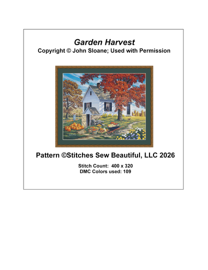 Garden Harvest counted cross stitch pattern Copyright © John Sloane; used with permission
