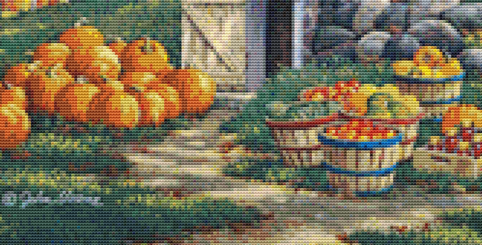 Garden Harvest counted cross stitch pattern Copyright © John Sloane; used with permission