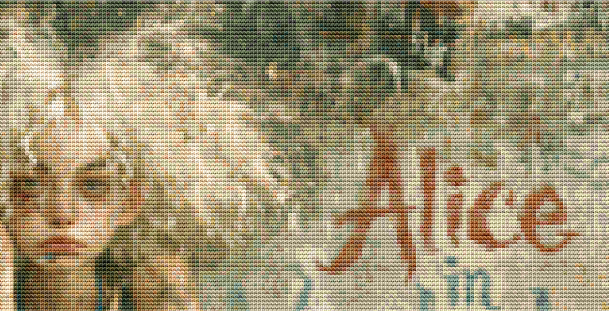 Grungy Alice cross stitch pattern by Bryna T. Art & Design