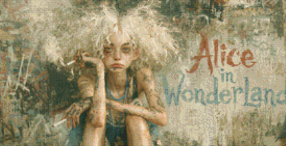 Grungy Alice cross stitch pattern by Bryna T. Art & Design