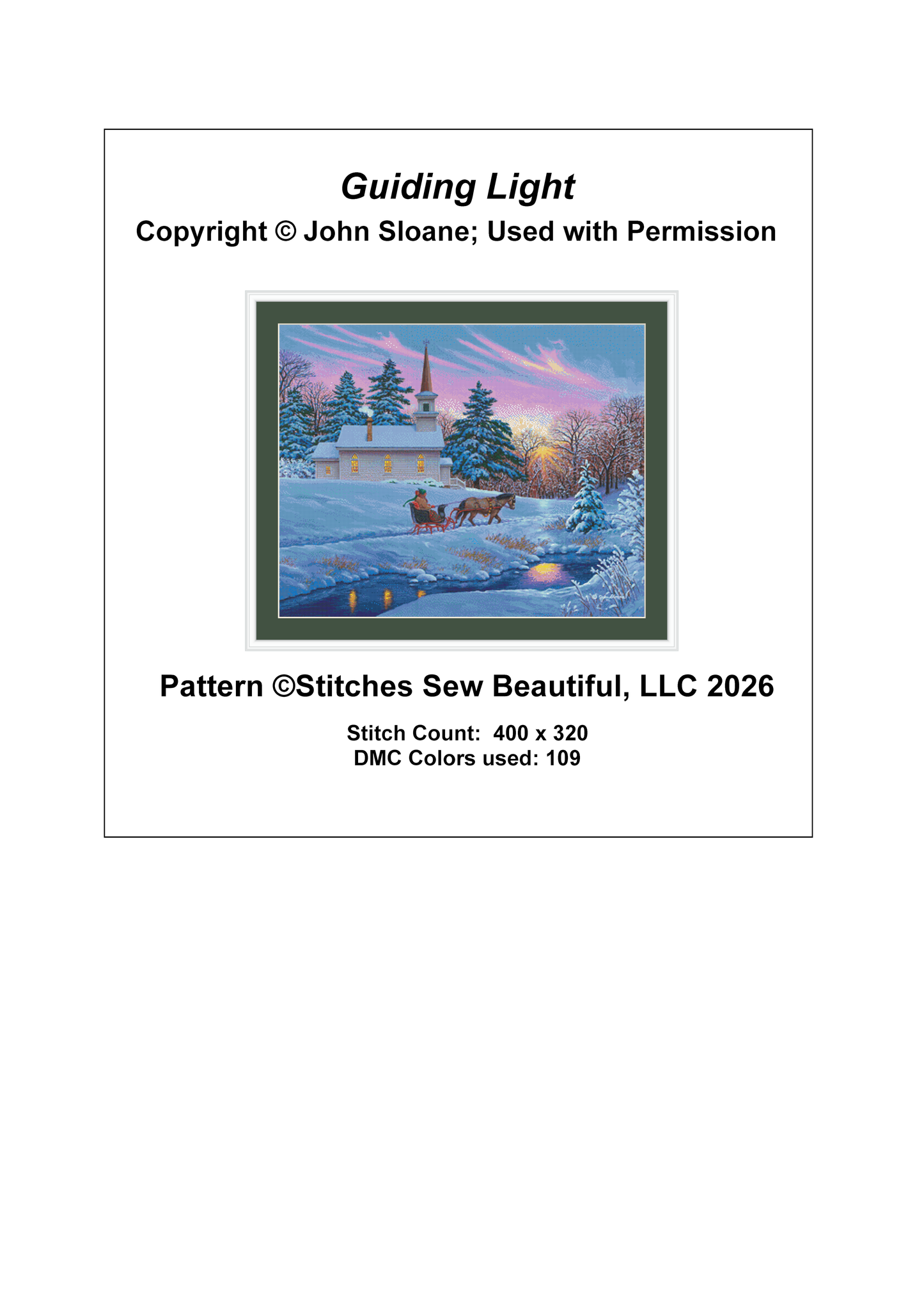 Guiding Light counted cross stitch pattern Copyright © John Sloane, used with permission