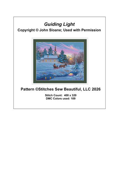 Guiding Light counted cross stitch pattern Copyright © John Sloane, used with permission