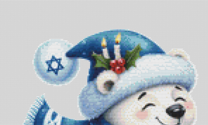 Hanukkah Polar Bear Ice Skating counted cross stitch pattern by Taylor Haines Designs