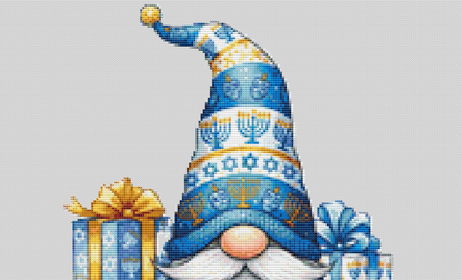 Happy Hanukkah Gnome counted cross stitch pattern by All About The Font