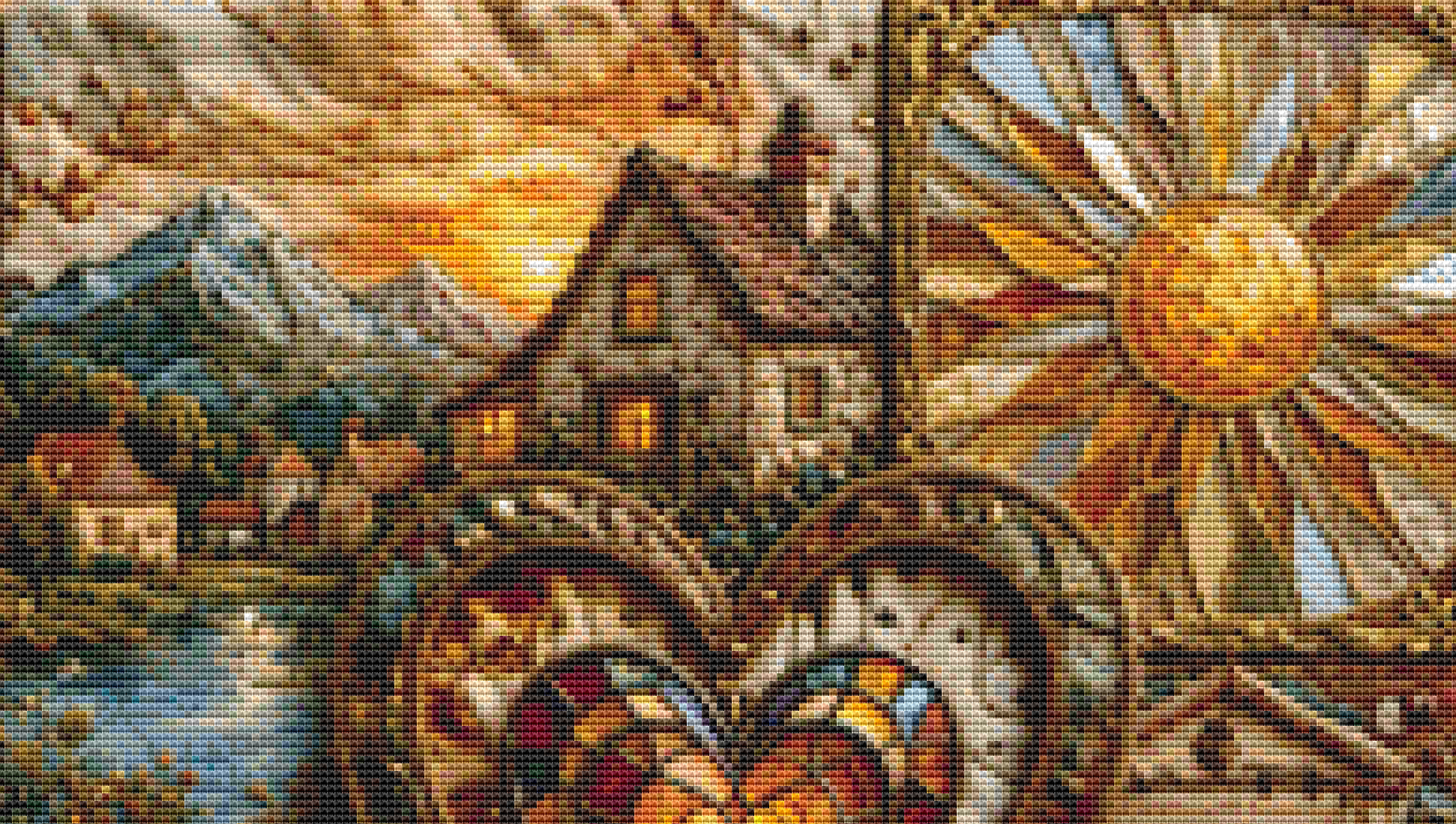 "Heart of The Village" (Small) cross stitch pattern by World of Love Hearts