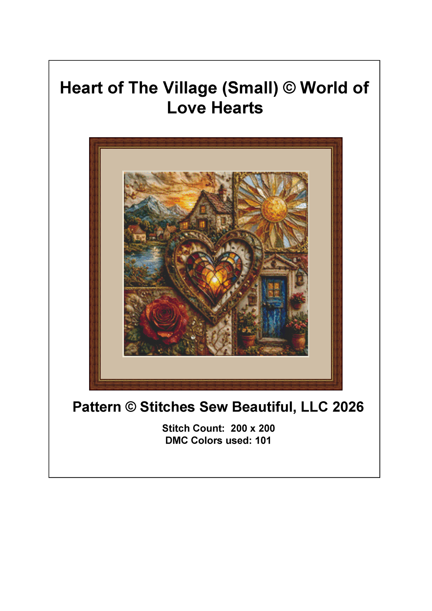 "Heart of The Village" (Small) cross stitch pattern by World of Love Hearts