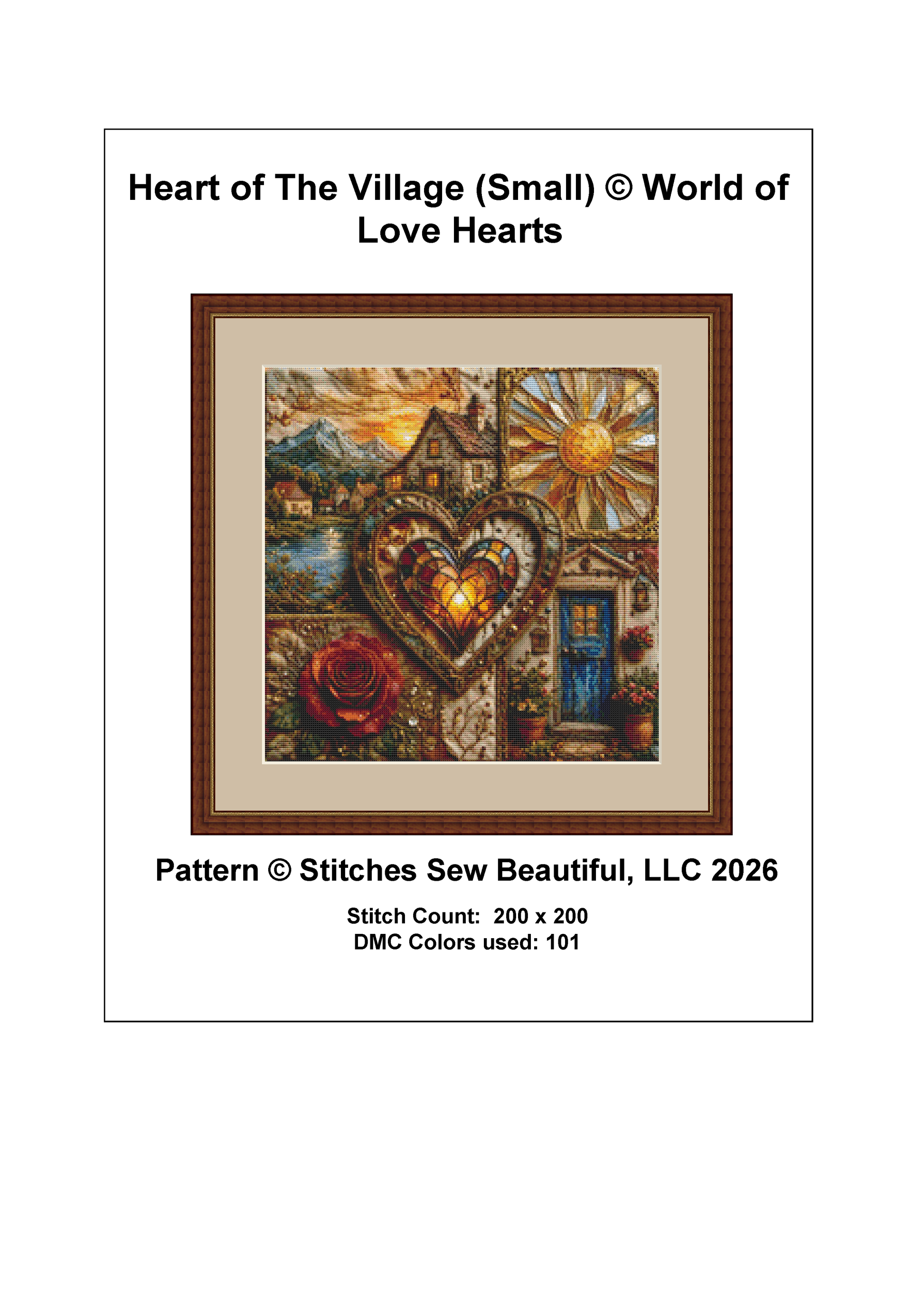 "Heart of The Village" (Small) cross stitch pattern by World of Love Hearts