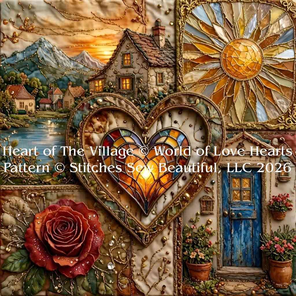 "Heart of The Village" cross stitch pattern by World of Love Hearts