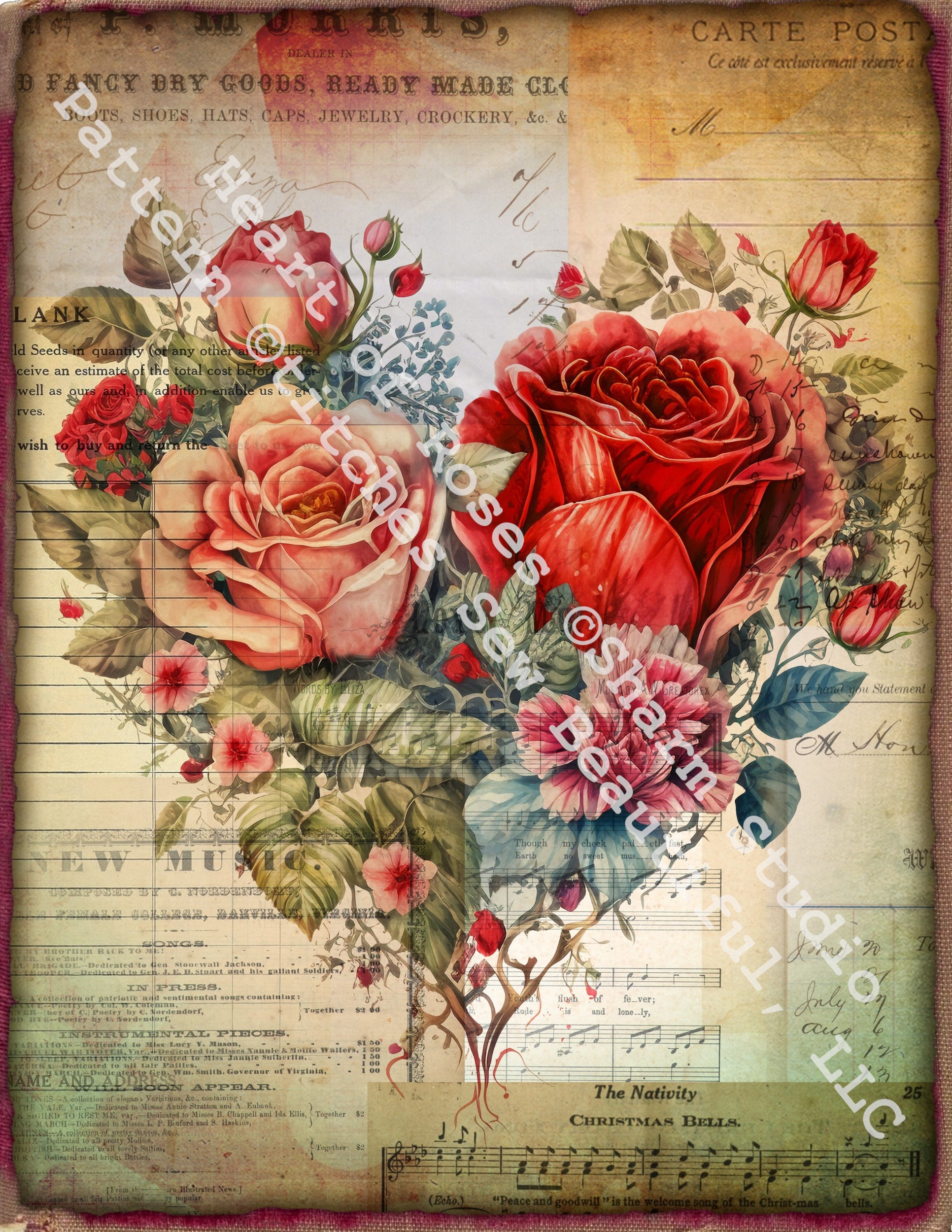 Heart of Roses (Max Size/Color) counted cross stitch pattern by Sharm Studio