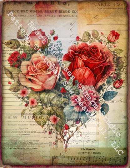 Heart of Roses (Small) counted cross stitch pattern by Sharm Studio