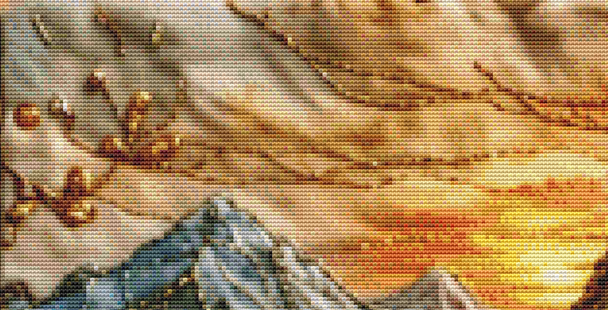 "Heart of The Village" cross stitch pattern by World of Love Hearts