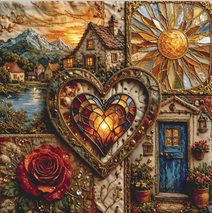 "Heart of The Village" cross stitch pattern by World of Love Hearts