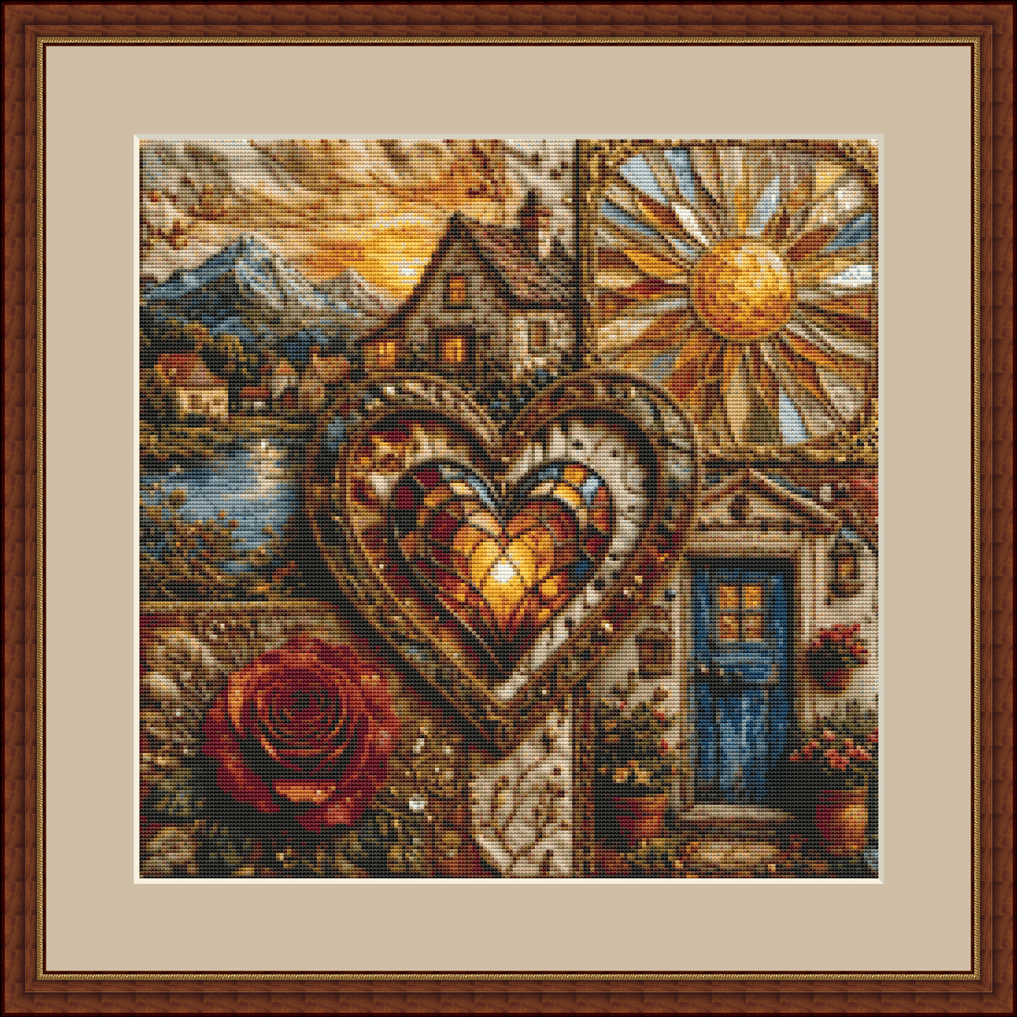 "Heart of The Village" (Small) cross stitch pattern by World of Love Hearts