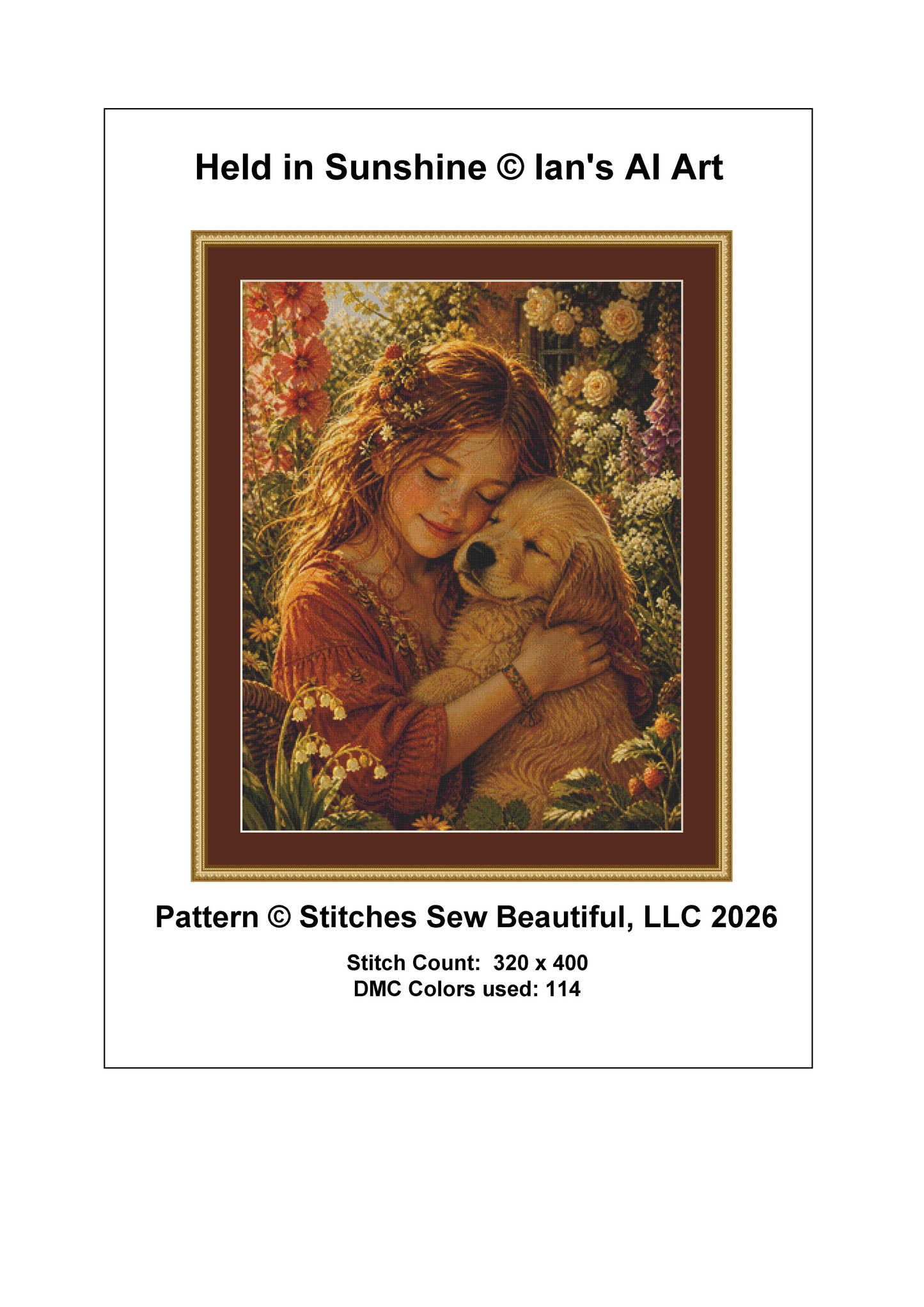Held in Sunshine cross stitch pattern by Ian's AI Art