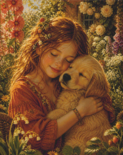 Held in Sunshine cross stitch pattern by Ian's AI Art