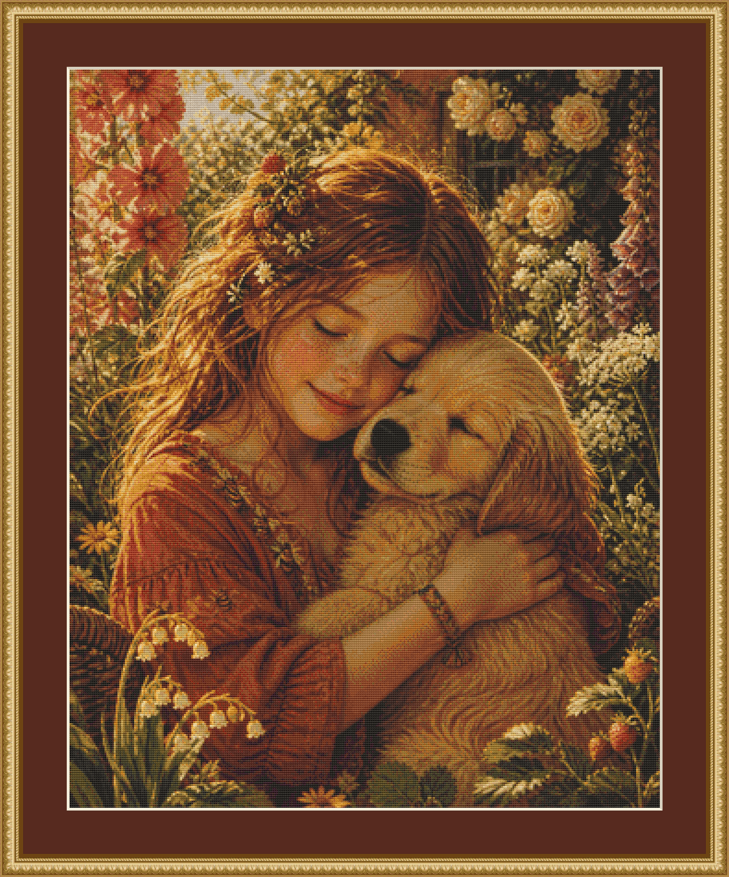 Held in Sunshine cross stitch pattern by Ian's AI Art