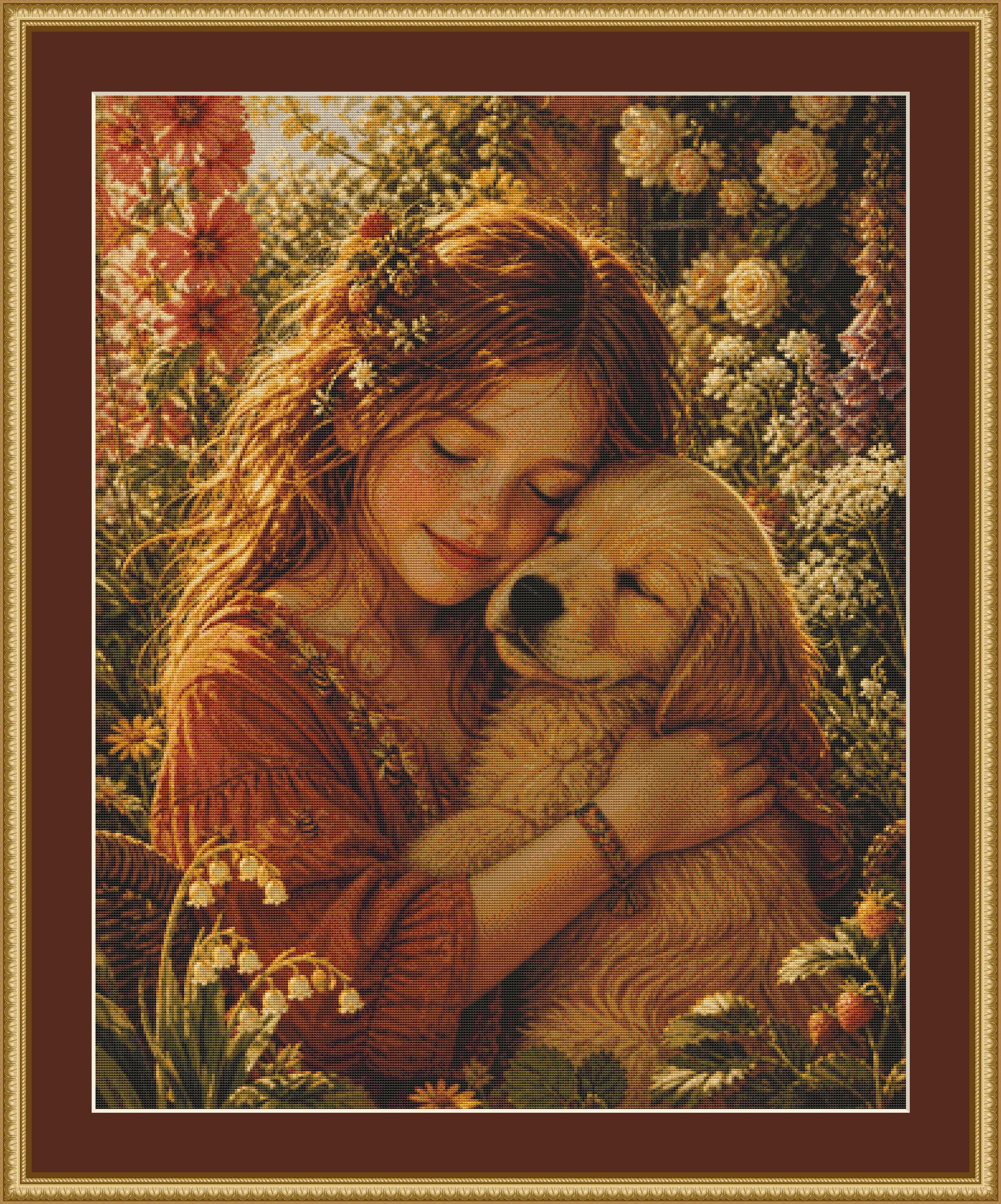 Held in Sunshine cross stitch pattern by Ian's AI Art