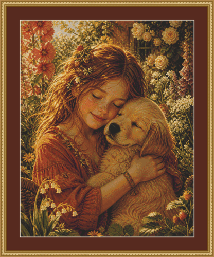Held in Sunshine cross stitch pattern by Ian's AI Art