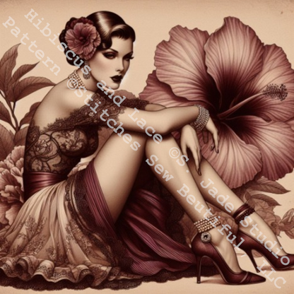 "Hibiscus and Lace" cross stitch pattern by S. Jade Studio