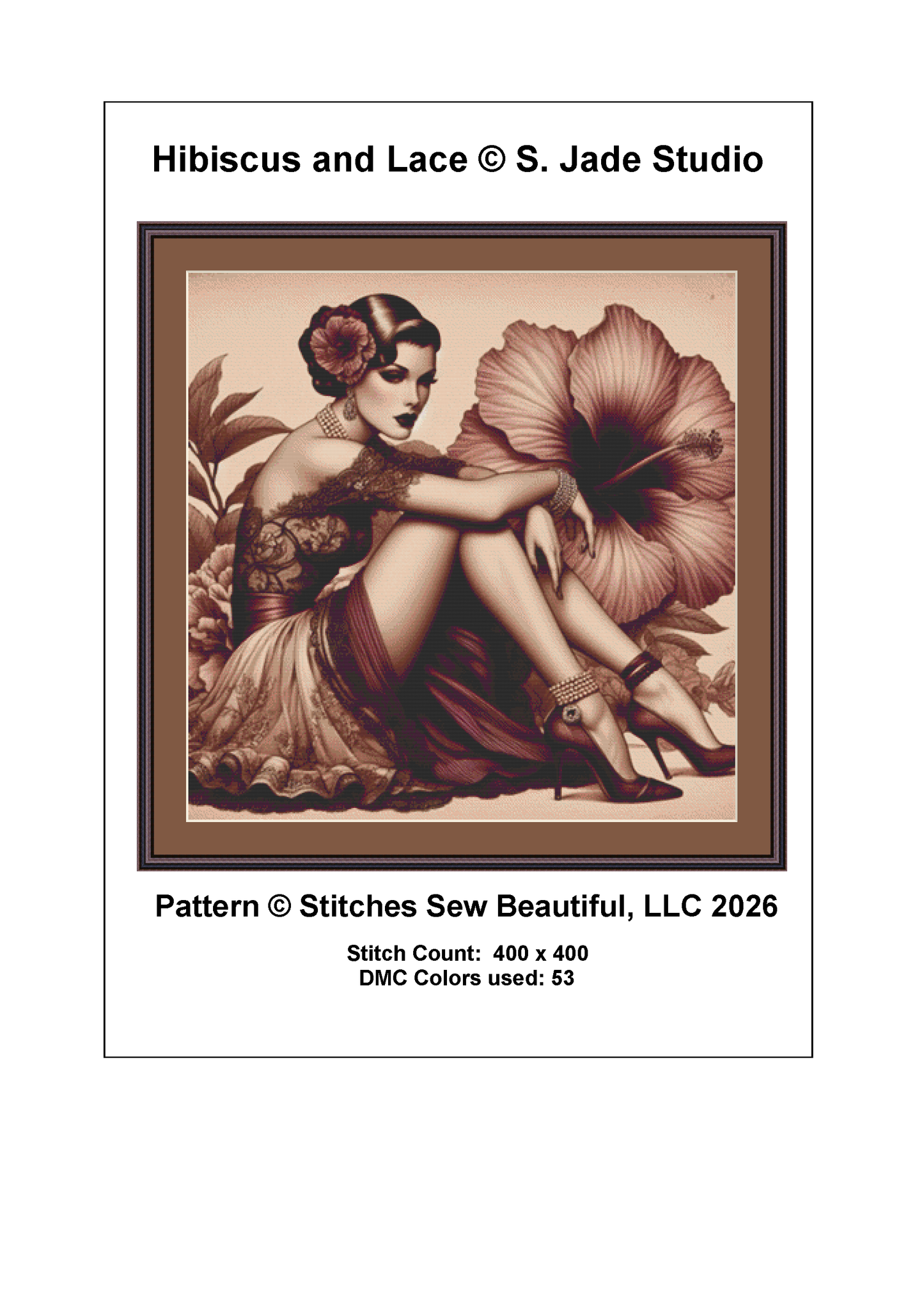 "Hibiscus and Lace" cross stitch pattern by S. Jade Studio