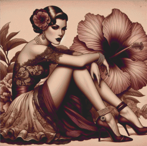 "Hibiscus and Lace" cross stitch pattern by S. Jade Studio