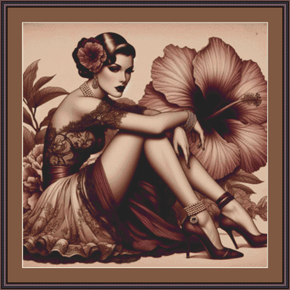 "Hibiscus and Lace" cross stitch pattern by S. Jade Studio
